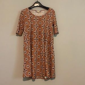 Pink rose vintage brown dress XS